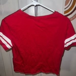 Red and White Striped H&M Short Sleeve Shirt